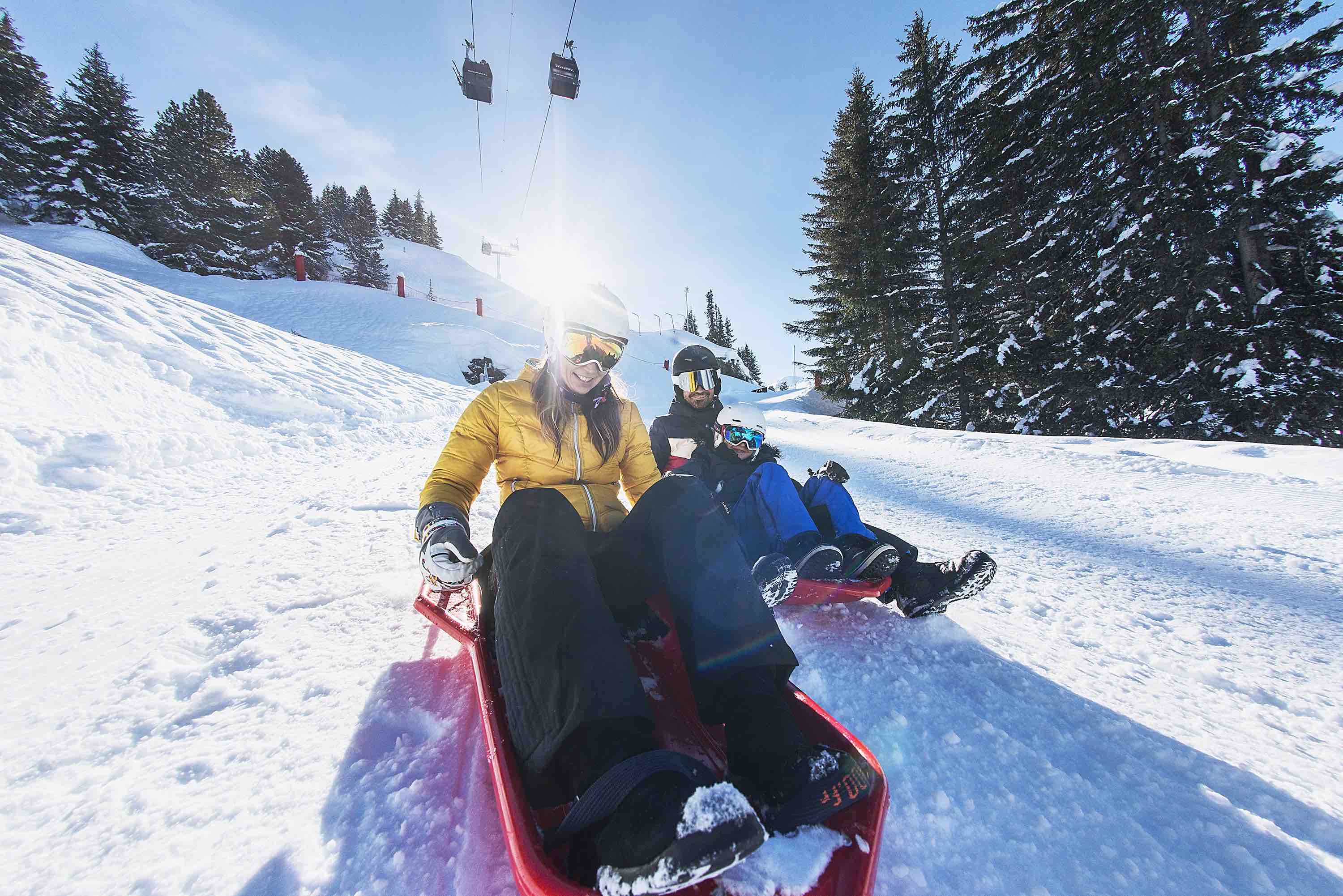 Tobogganing on the Moriond Racing track