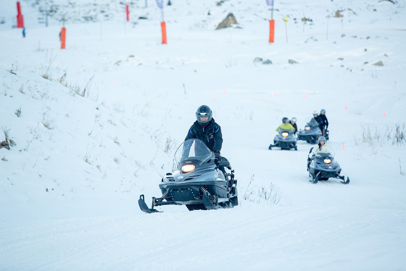Snowmobile in the snow