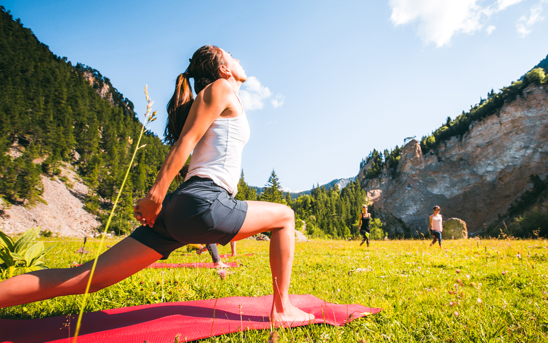 Yoga session in the mountains